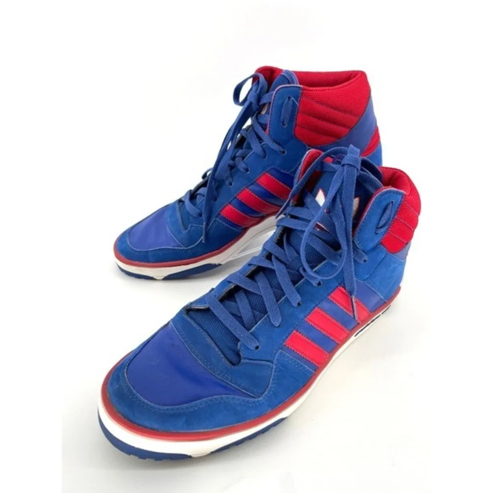 Adidas Post Player Top Vulc Mens 11.5 Basketball Sneakers Blue Red Retro Pistons